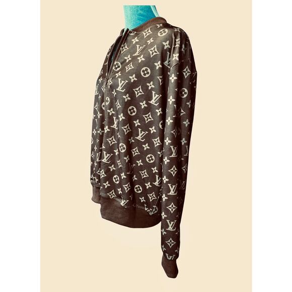 JACKET: Brown & Tan Monogram Design w/Zipper NWT - Picture 13 of 17